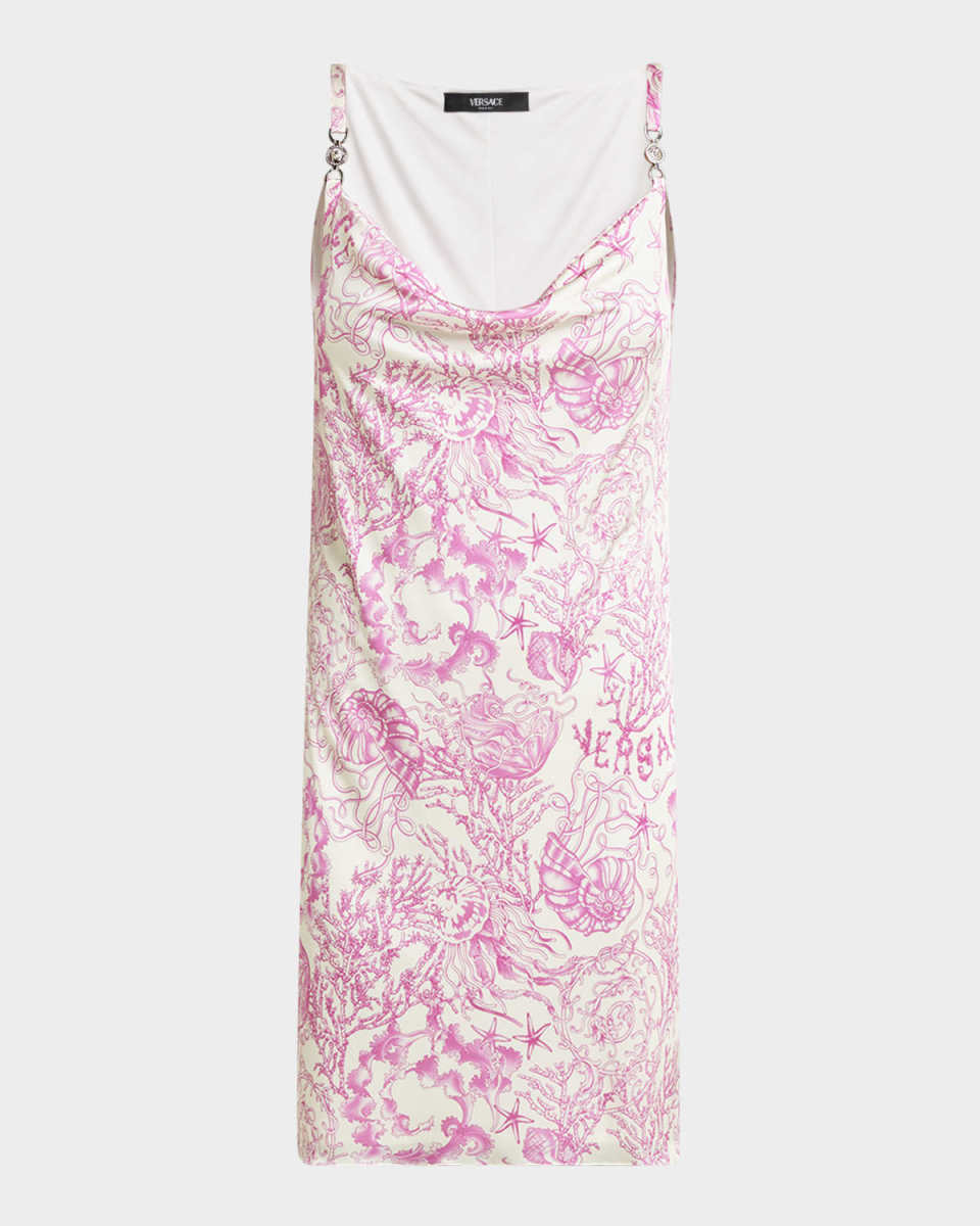 Underwater Barocco Liquid Jersey Cowl-Neck Mini Dress